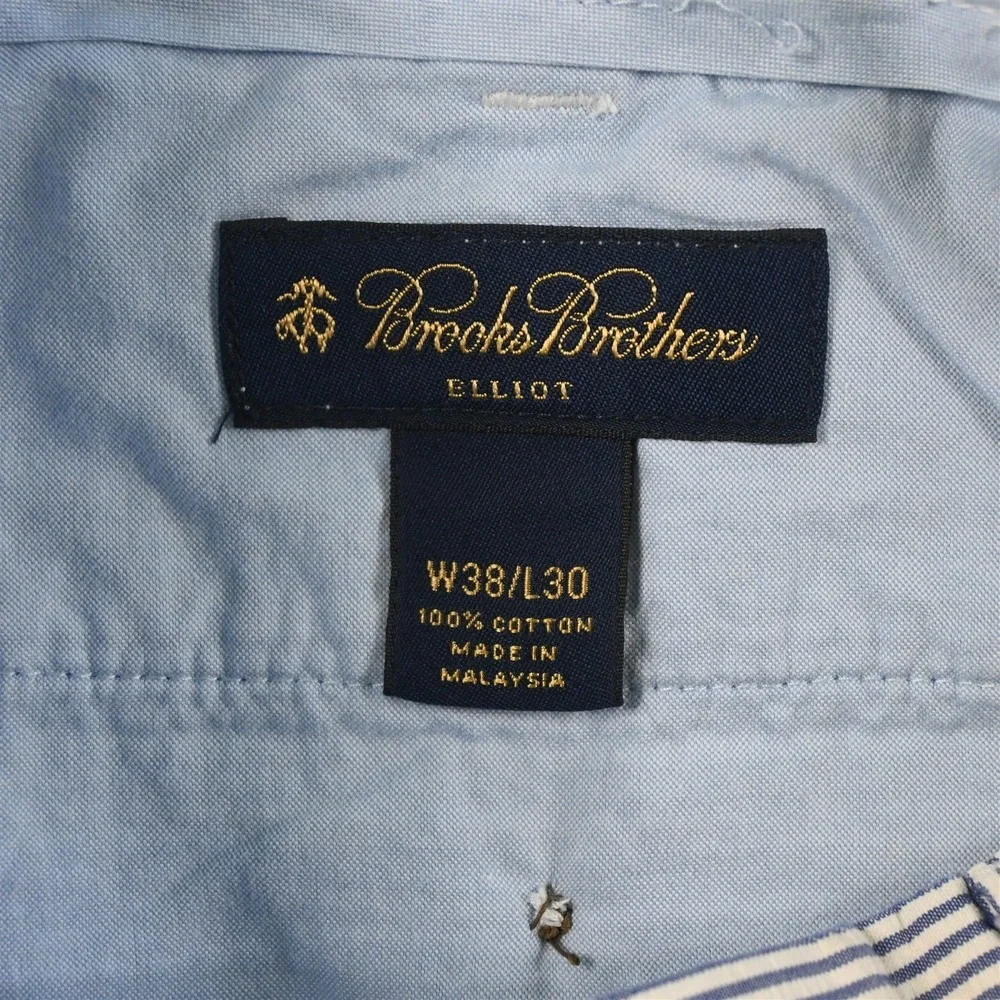 Brooks Brothers‎ 33x30 Blue White Striped Seersucker Elliot Pleated Mens Pants